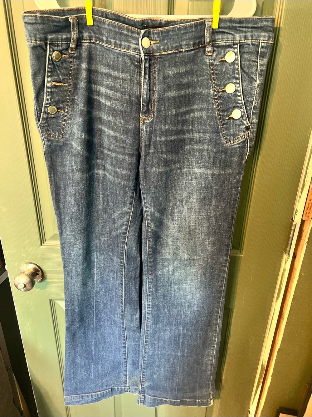 Joe Fresh. Size 12. Straight Leg Jeans with Side Button Accent